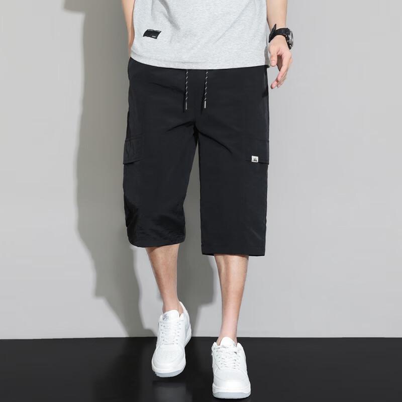 Men's Loose Fit 7/8 Length Cargo Beach Shorts