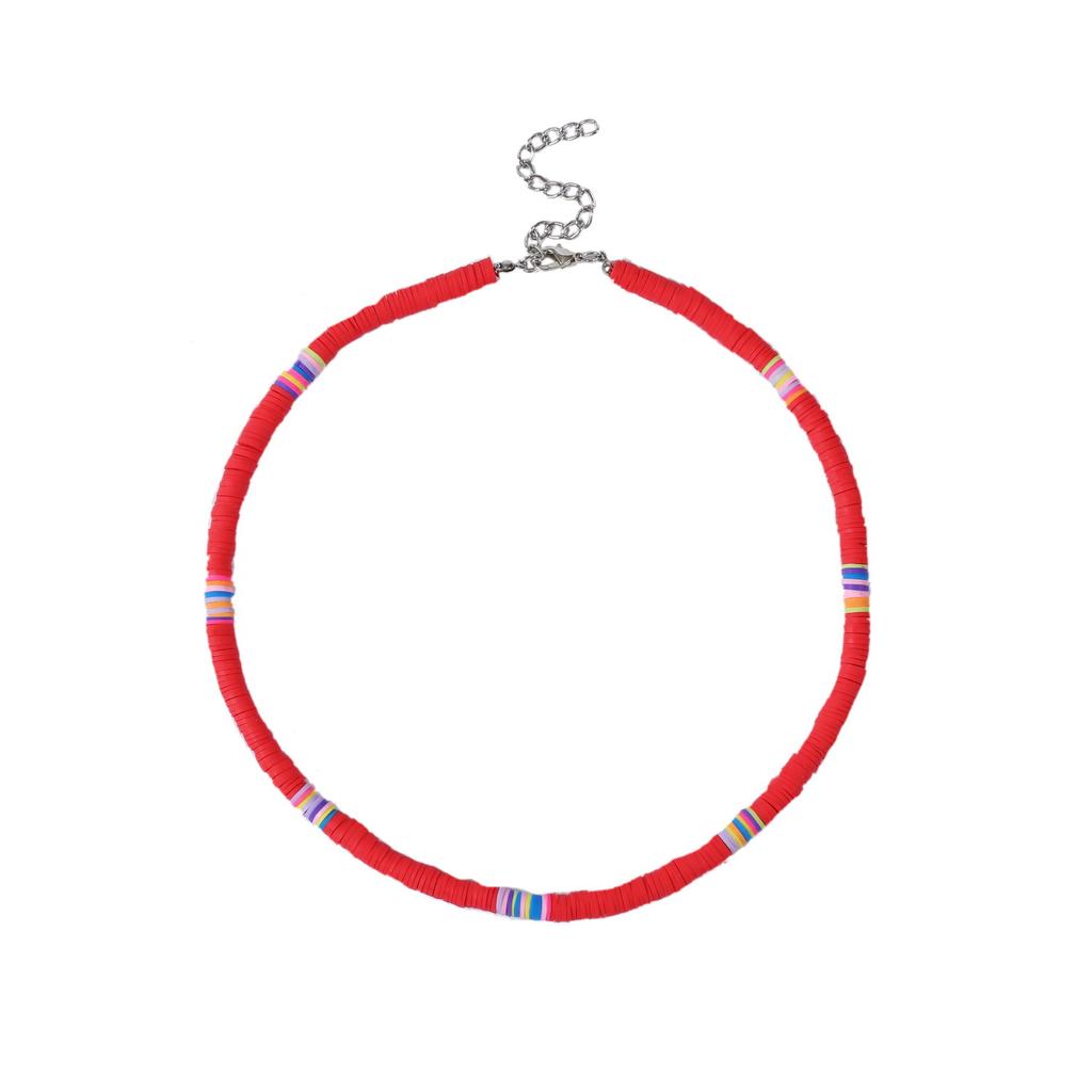 Colier pentru Femei Colier cu Piesă Rotundă din Ceramică Moale Colier Colorat Boem Colier din Ceramică Moale Colier Frumos Elegant pentru Ea