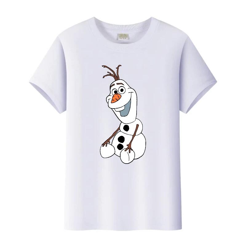Kawaii Disney Frozen Olaf Cartoon Boy Tees Girls Loose T-shirt Harajuku Y2k Blouses Kids Tops O-Neck Tshirt Gothic Clothes