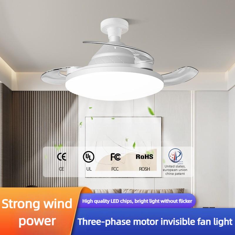 Haushalts-Fernbedienung Beleuchtung Ventilator Modern Einfach Esszimmer Elektrischer Ventilator Licht Schlafzimmer Hohe Windkraft Unsichtbare Ventilatorlampe