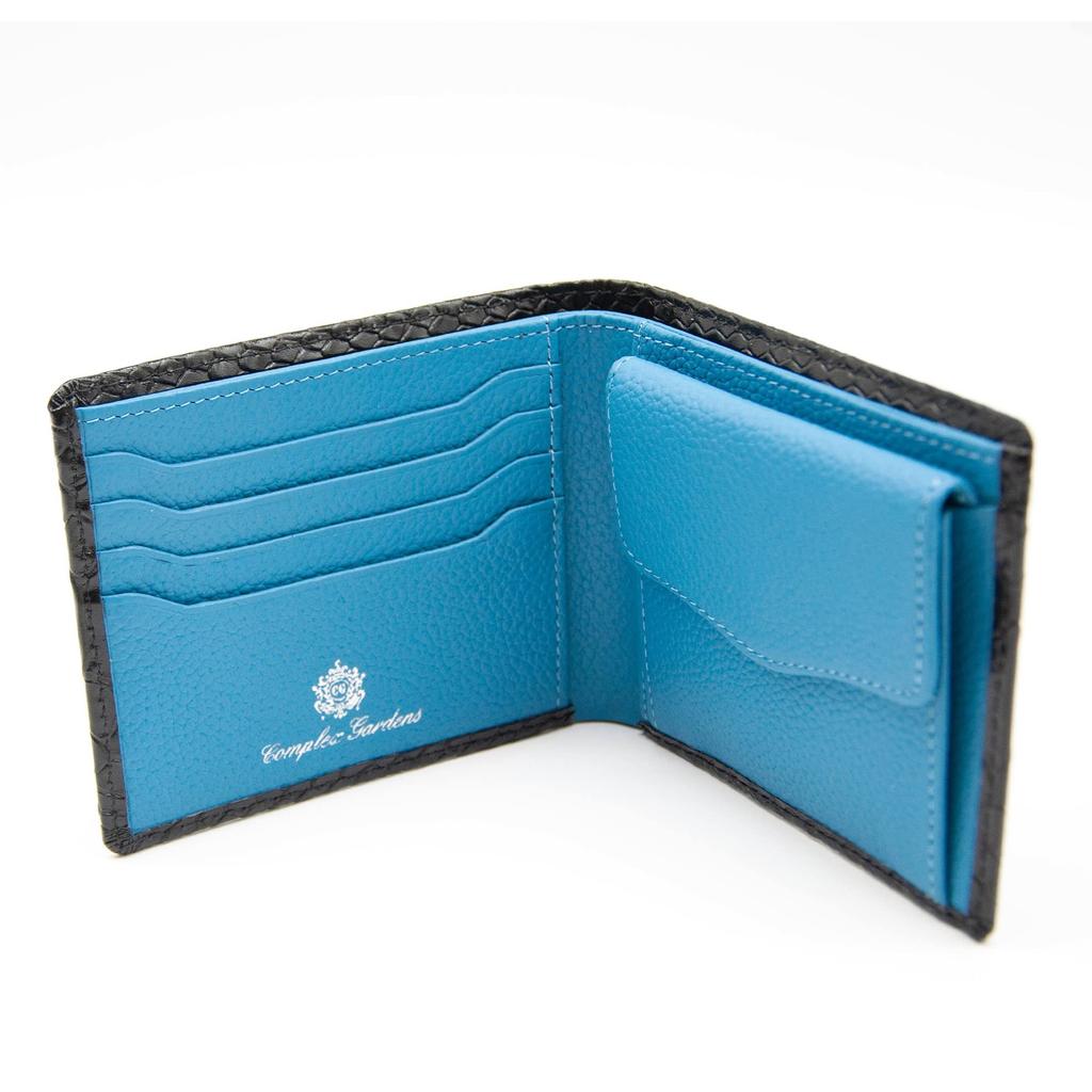 [Complex Gardens] Aoki Bag Wallet, Black, Saxe Blue, Card Case, Python Embossed, Men's Business (Ryuju)