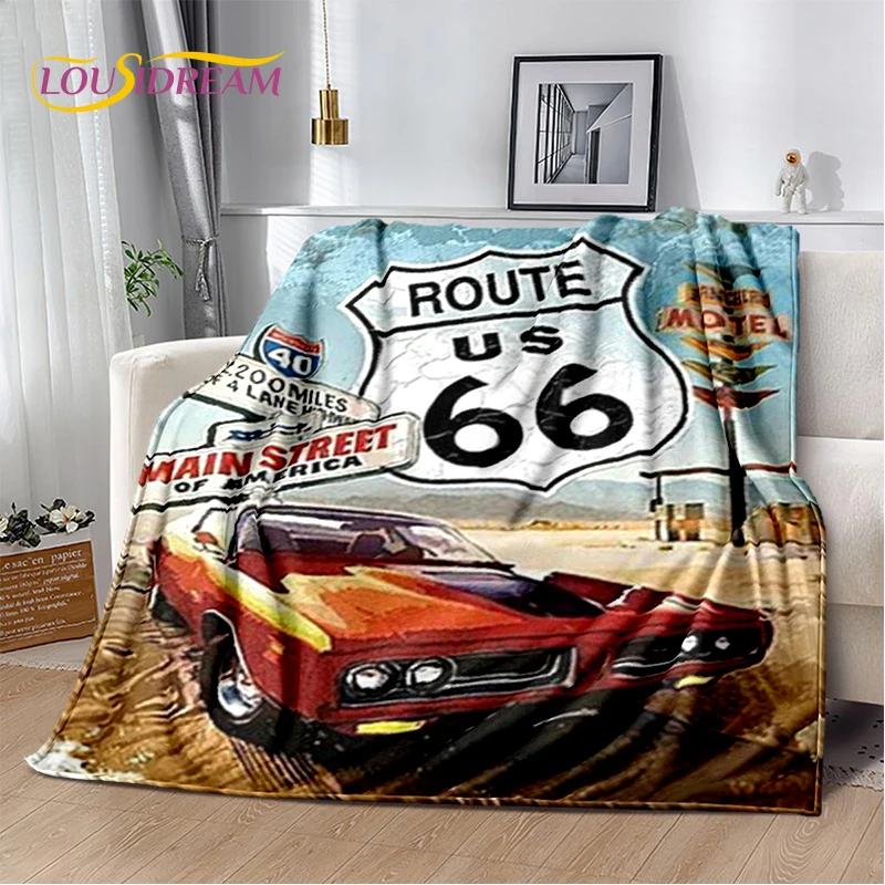 Retro Amerika Historische Route 66,Mother Road,mãe Estrada Deken,Zachte Worpdeken voor Thuis Slaapkamer Bed Sofa Picknick Kind Cadeau