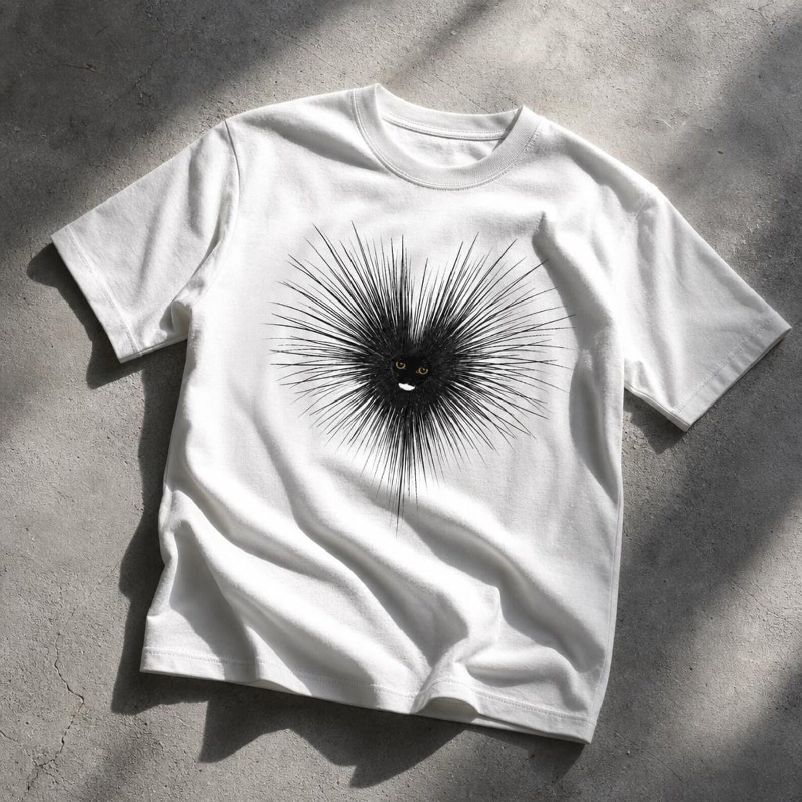 Spiky Black Cat T-Shirt | Weirdcore Grunge, Heart Whiskers Tee M