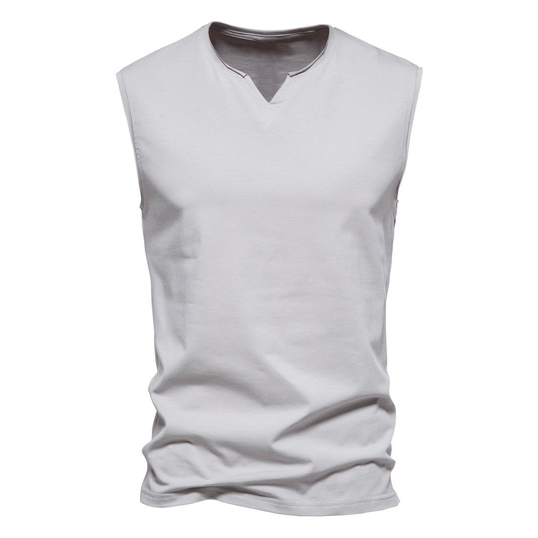 

Men s Workout Tank Tops Athletic Training Gym Shirts Vest Cotton Sleeveless T-Shirt 5XL світло-сірого кольору
