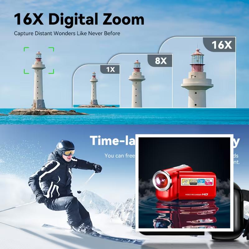 

Portable Digital Camera, Mini Digital DV Camcorder, Features 1080P Video Capture And 16X Digital Zoom, Easy to Use (Not Include Batteries) червоний