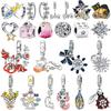 Ensemble de Charms en Argent 925 Sorcière Citrouille Chauve-souris Lotus Chat Flocon de Neige Cœur Grande Roue Sirène Perles pour Bracelet Bijoux Cadeau