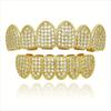 Set di Denti HipHop CZ per Unisex Mascella Superiore Inferiore Colore Oro Rame Denti Copri Denti Rimovibile Gioielli Dentali alla Moda