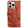 For iPhone 16 Pro Case Tiger Imprint Leather Shockproof Wallet Phone Cover