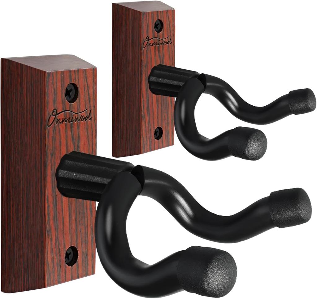 Gitarren-Wandhalterung 2er-Pack, Gitarrenaufhänger aus Schwarznussholz, U-förmige Gitarren-Wandhalterung, Gitarrenhalter Hakenständer Wand für Akustik