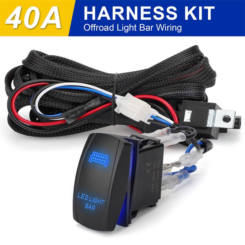 1 Satz 12V LED Arbeitsscheinwerferleiste Laser Wippschalter Kabelbausatz 40A Relais Sicherungssatz 3-Pin Kabel Adapter Buchsen Autozubehör