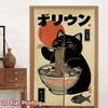 Japanese Anime Cat Half Curtains Kitchen Doorway Noren Linen Drapes Home Decor Hanging Partition