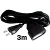 ZENITECH Extension Cord 3m - HO3VVH2F Cable - 2x0.75 - Black