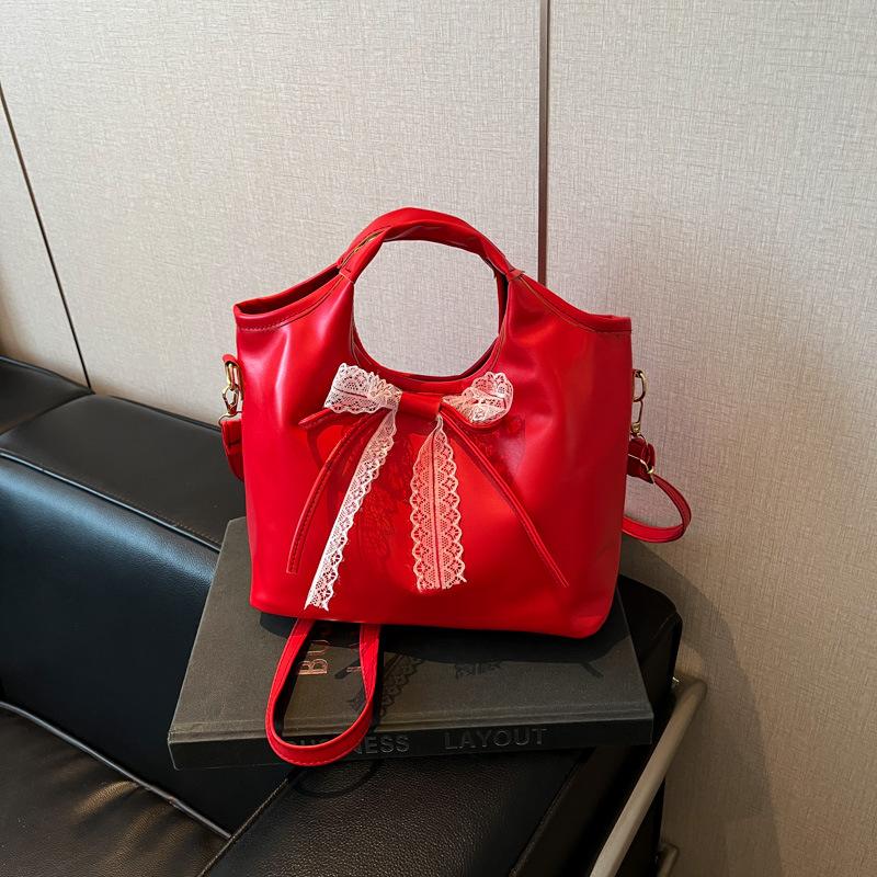 Hochwertige Retro-Tasche mit großem Fassungsvermögen, Damen 2025 neu, vielseitige Schulter-Unterarmtasche, tragbare Bucket Bag mit Schleife