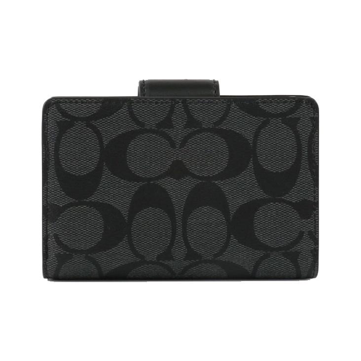 Coach Corner Zip Classic Fashion Monogram Corner Zip PVC Wristlet Clutch Mahjong Wallet Women Clutch Charcoal C0082-SVDK6