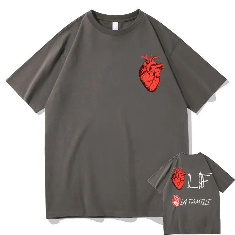 Lf La Tamille Heart Tshirt Le Monde Chico Album PNL The Family Tshirts Men Women HipHop Oversized T Shirts Man Loose Tops Tees