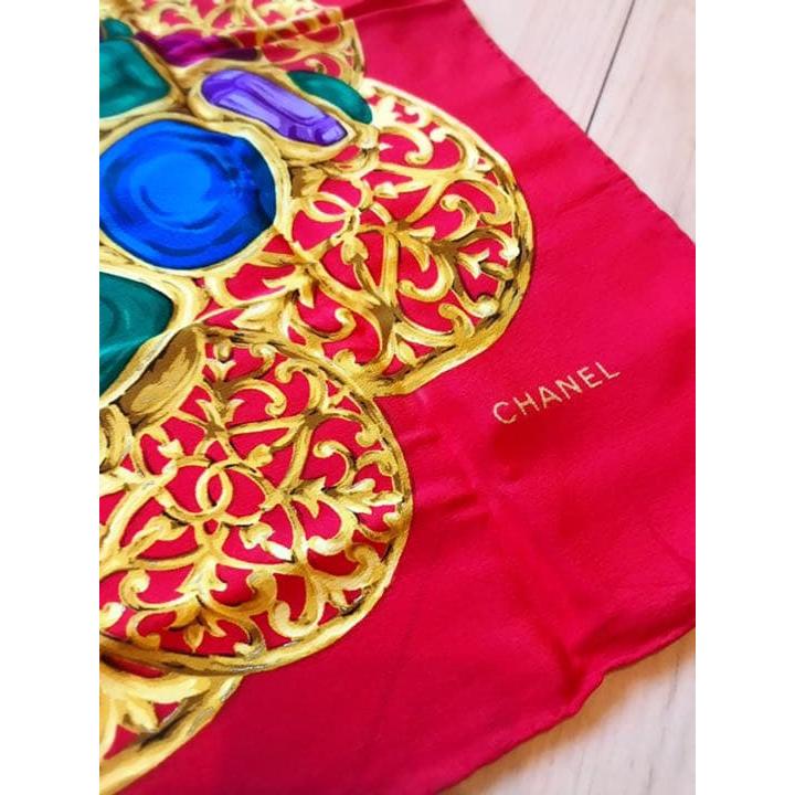 Used [Good Condition] CHANEL Jewel Pattern Large Scarf Vintage