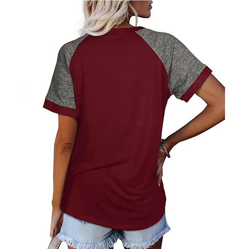 2026 Spring/Summer New Round Neck Color Block Short Sleeve Women's T-Shirt Top