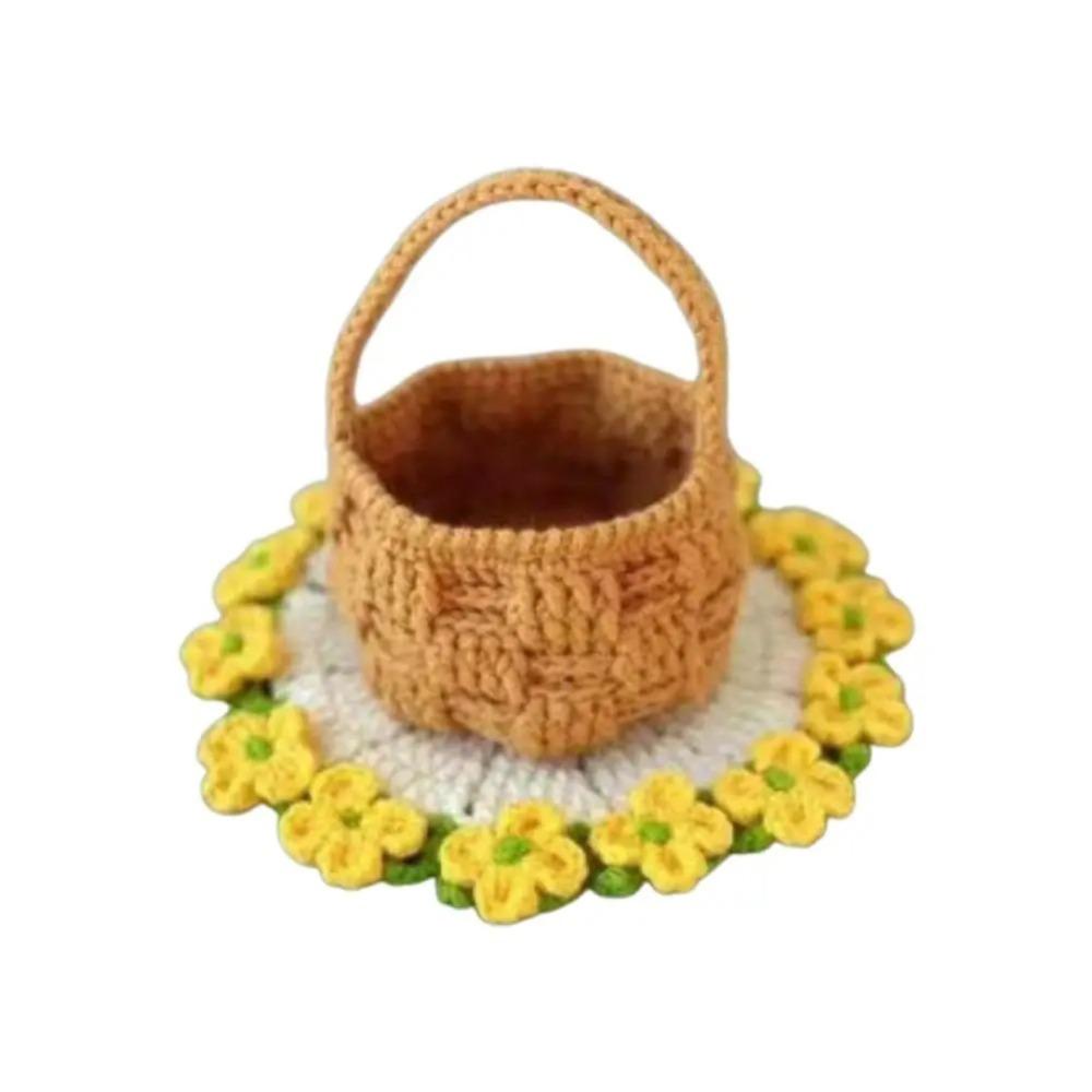 Polyester Handgestrickter Rosenstrauß Handgestrickter Häkelblumentopf Neue Häkelblumen-Tassenuntersetzer Geschenk