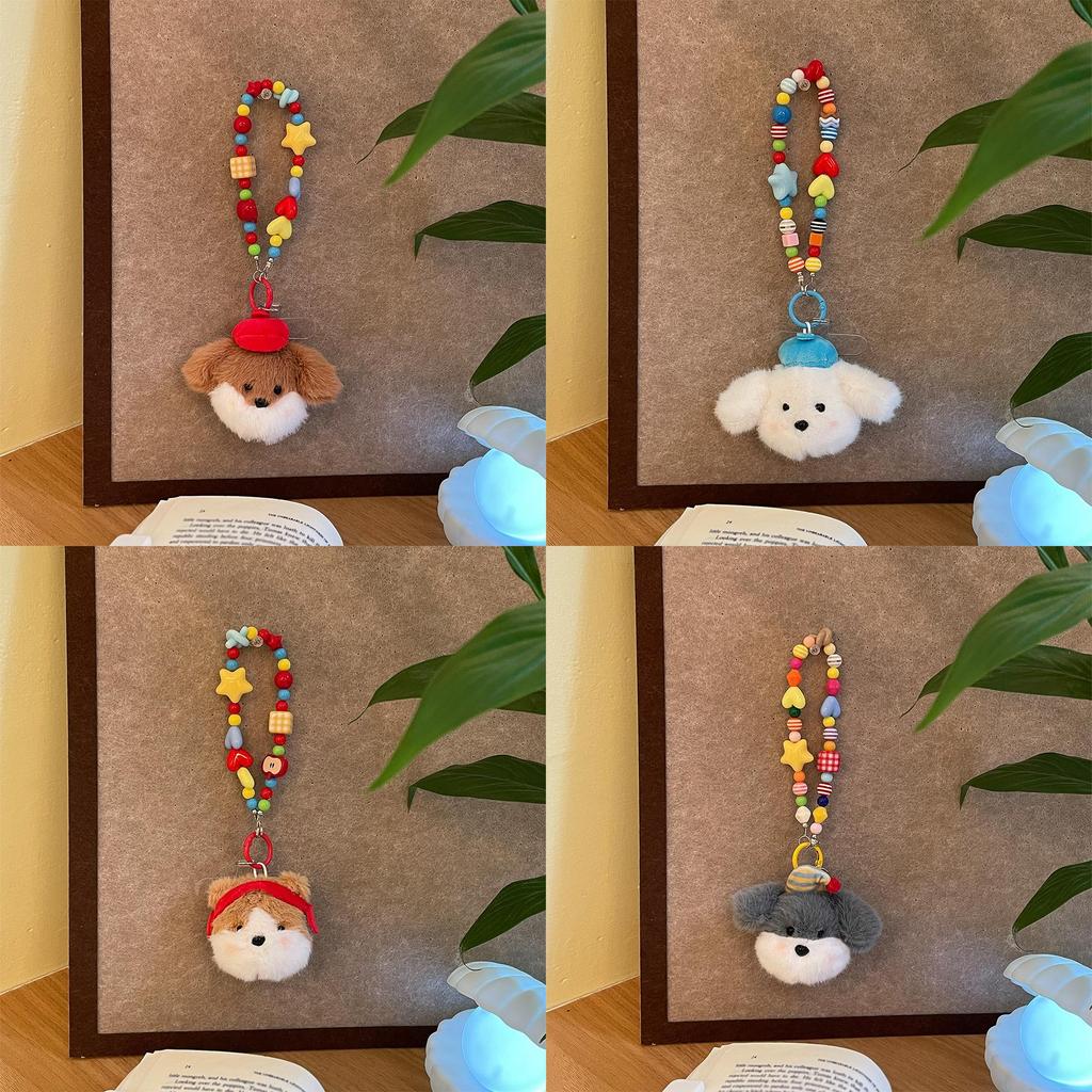 Plush Dog Phone Charm With Cartoon Hat For Gift And Decoration