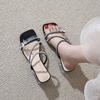 Thick-heeled slippers women's summer wear new bow rhinestone temperament high-heeled crystal sandals