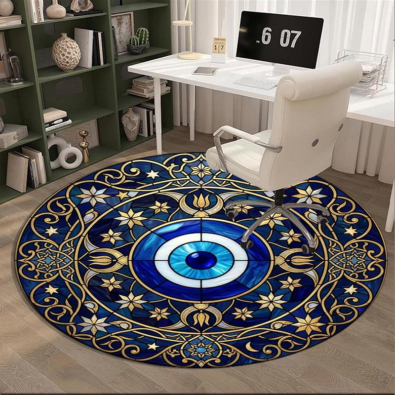 Evil Eye Stained Glass Design round carpet Chair cushion Round Entryway Rug, Soft Round Rugs for Living Room, Bedroom, Circle Carpet decor gifts