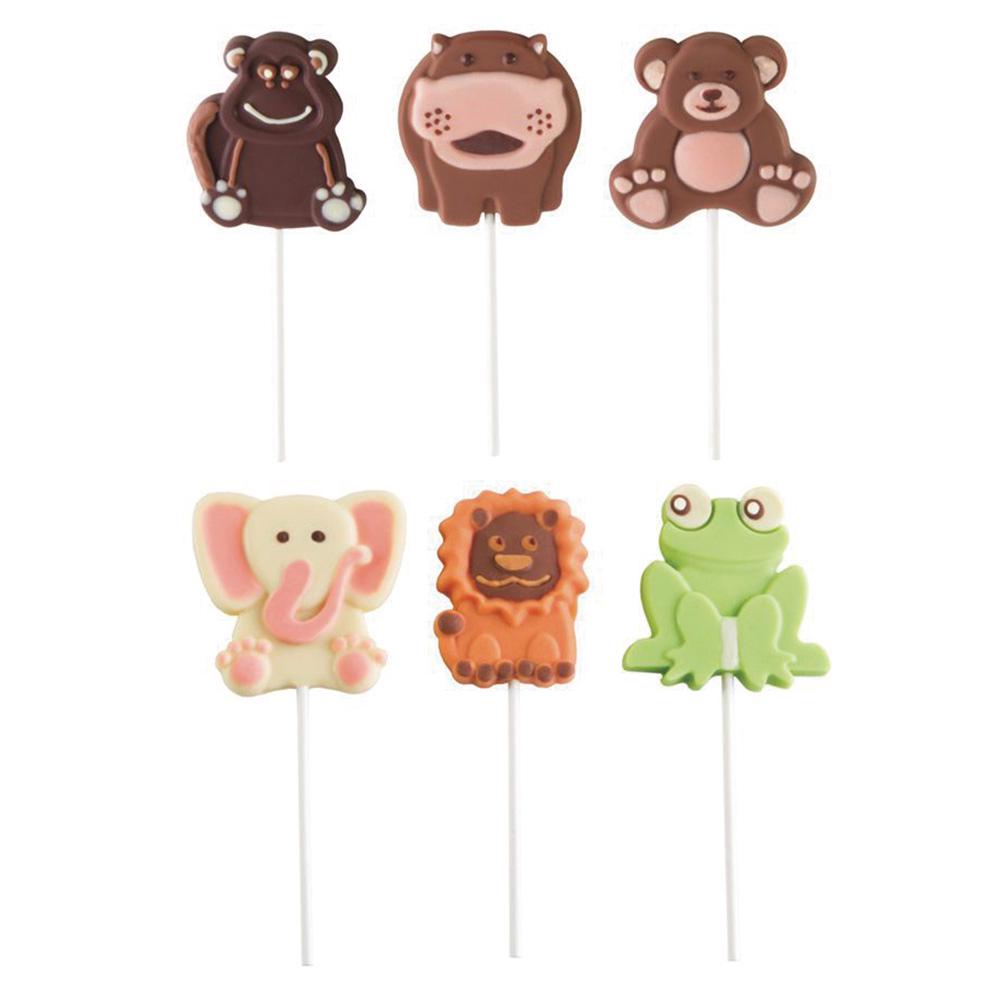 6 Cavity Animal Shaped Lollipop Silicone Mold DIY Chocolate Fondant Mould Cake Decorating Tools