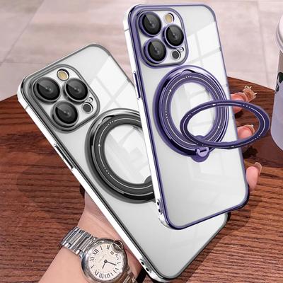 Plating Ring Transparent Soft Case für Samsung Galaxy A04S A54 S22 S23 Ultra Plus Xiaomi Redmi Note 12 iPhone 15 14 13 12 11 Pro Max für Magsafe Abdeckung