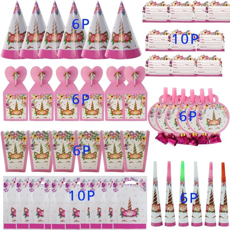 WEIGAO Unicorn Party Accessories Rainbow Unicorn Balloons Latex Balloon Girl Birthday Party Decor Unicorn Headband Cake Toppers