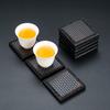 Ebony Wood Carved Non-Slip Tea Coaster Set - Retro Anti-Scald Pad for Tea Ceremony
