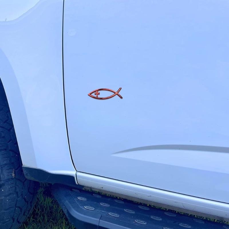 Savior Ichthys Fish Car Stickers Long Lasting Adhesive Badges Waterproof Car Decal Acrylic for Laptops & Refrigerators