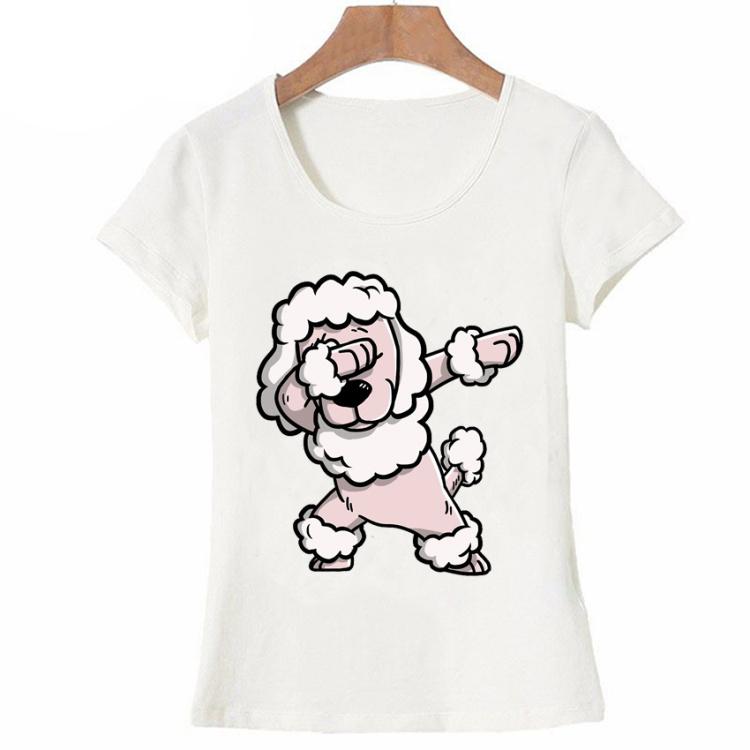 New Summer Women Tshirt Colorful Poodle Dog Watercolor TShirt Dabbing Poodle Funny maiden Tops Tees Cute Girl Short Sleeve
