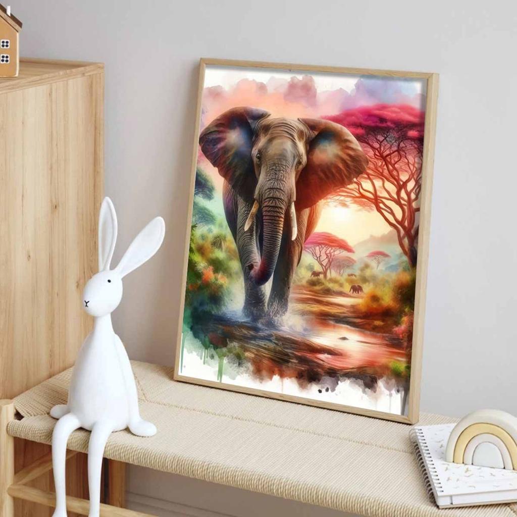 Diamond Painting Art Painting Set DIY Elephant Cross Stitch Round Gemstone Decoration Home Wall