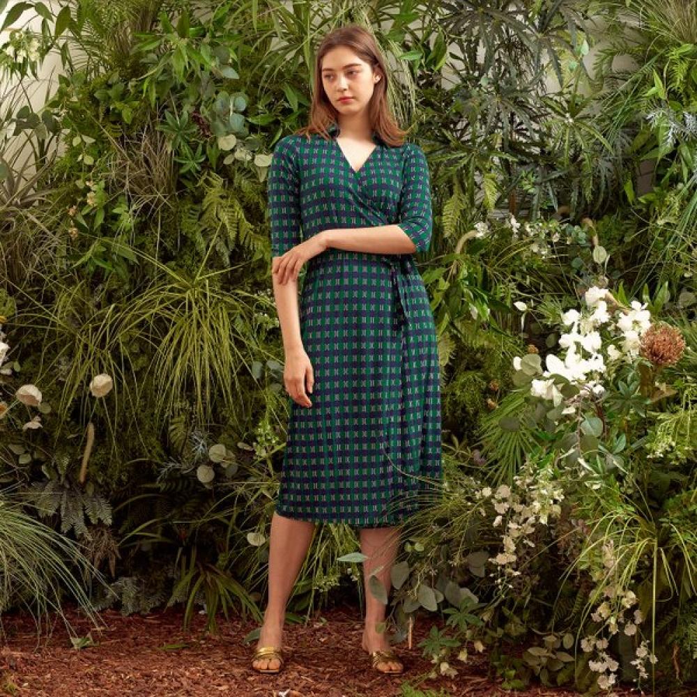 Lipbbam Cleora Derosi Cara 3 4 Sleeve Long Wrap Dress Ldm11gv101