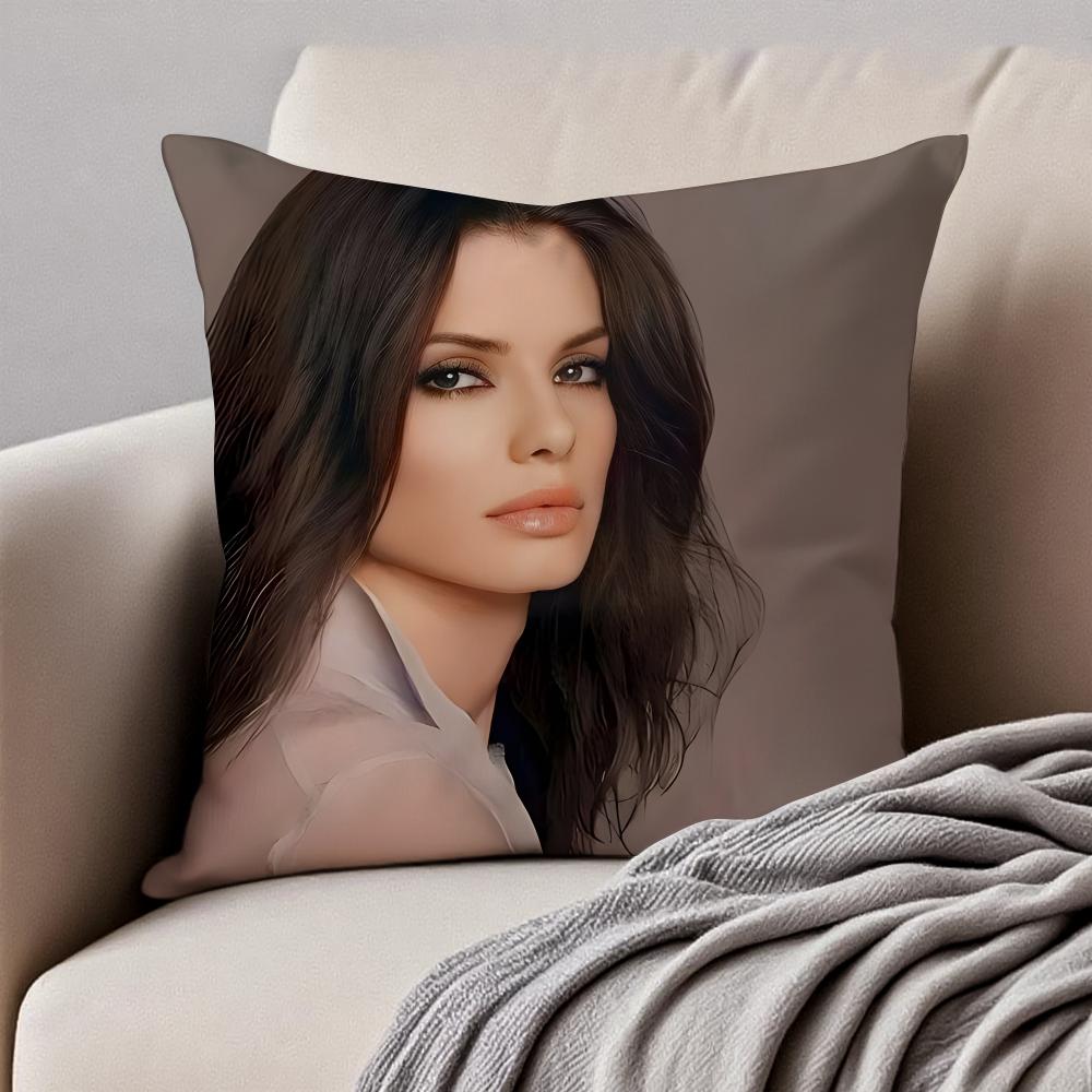 SSandra Bullock Cushion Cover Pillowcase Antidustmite Invisible Zipper Short Plush Sofa Cushion