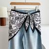 New triangular black and white rhombus square silk scarf, trouser skirt, triangular belt skirt, scarf with jeans
