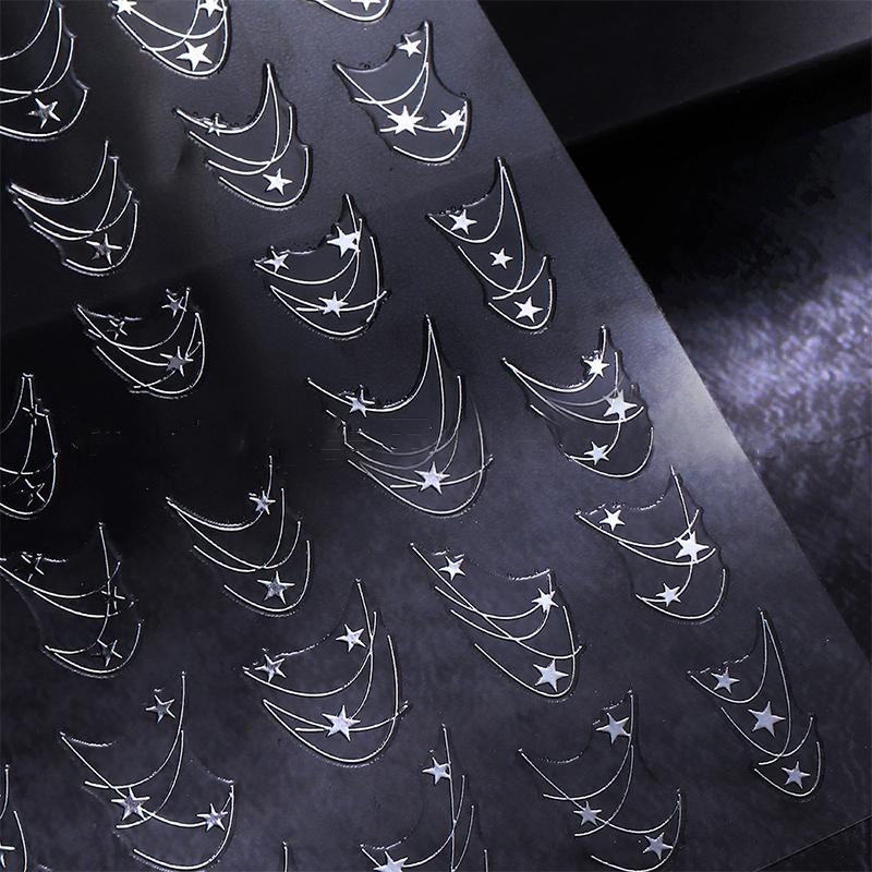 3D Gold/ Silver Star/Sun/Moon Bronzing Nail Art Sticker Laser Star Moon Styles Nail Decal Gold Silver Self-Adhesive Slider