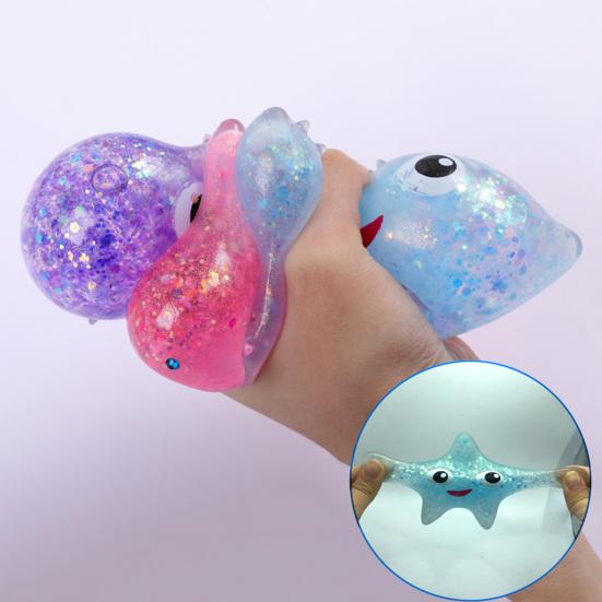 Starfish Squeeze Toy Cozy Touch Soft Rebound Shine Sequins Mini Cute Pinch Toy Relieve Stress TPR Creative Squishes Decompression Toy Party Favor