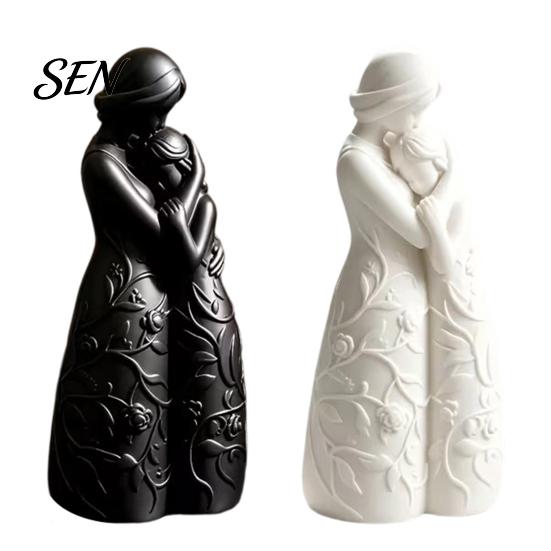 Romantic Anniversary Gift Mother and Daughter Hugging Figurine, 3D Printed Warm Family Sculpture, Modern Artistic Home Decor Tabletop for Living Room