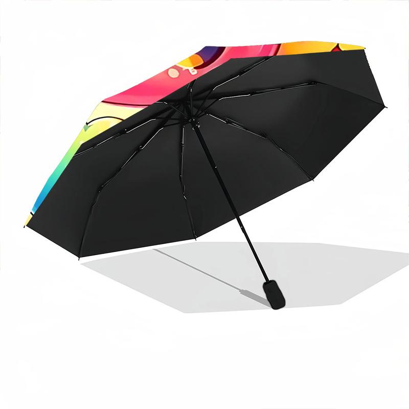 1pc Heart Automatic Folding Umbrella Portable 3-Fold Design with Iron Frame, Perfect for Outdoor Use, Festive Gifts, Travel, Daily Use, and Fans!