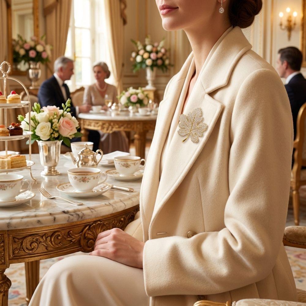 Trendy Jewelry Sequin Leaf Brooch Metal Maple Leaf Pin Party Accessories