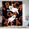 Spooky Halloween Ghosts Trick or Treat Shower Curtain Black Orange Decorative Waterproof Bath Rug Set for Kids Home Decoration