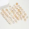 68Pcs Elegant Gold Color Ring Set for Women Vintage Boho Crystal Pearl Heart Geometric Rings Fashion Daily Wear Jewelry Gift New