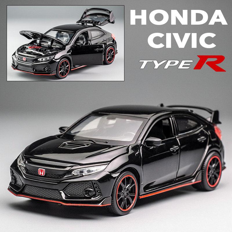 1/32 HONDA CIVIC TYPE-R Diecasts & Toy Vehicles Metal Car Model Sound Light Collection Car Toys for Children Christmas Gift