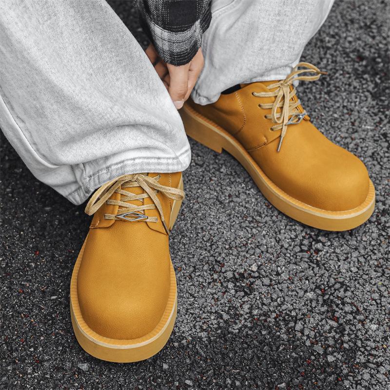 Derby Shoes Men's 2024 Spring and Summer New Mickey Big Head Shoes Big Yellow Boots Round Head Fashion Leather Shoes 177177-J