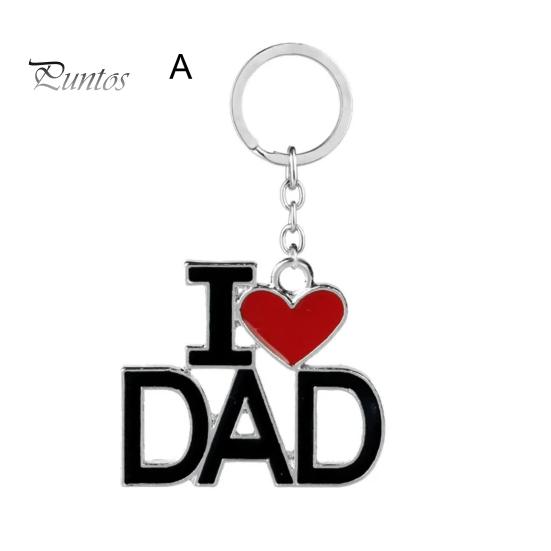 Car Bag Pendant Keychain Love Mom Dad Letter Charm Double-Sided Engraved Design Symbolic Parent-child Bond Keyring