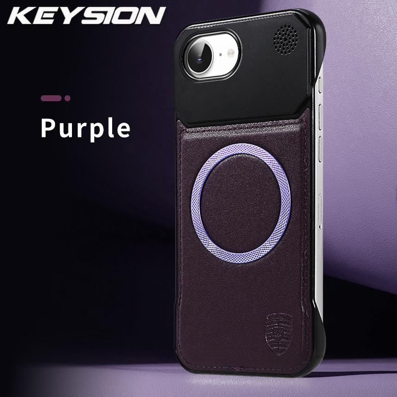 KEYSION Luxury Magnetic PU Leather Aromatherapy Phone Case for iPhone 16 Pro Max 16 Plus 16e Wireless Charging Borderless Cover