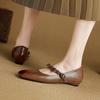 Sheepskin~ New retro single shoes women's skirt beautiful small leather shoes bow metal one-word buckle Mary Jane shoes