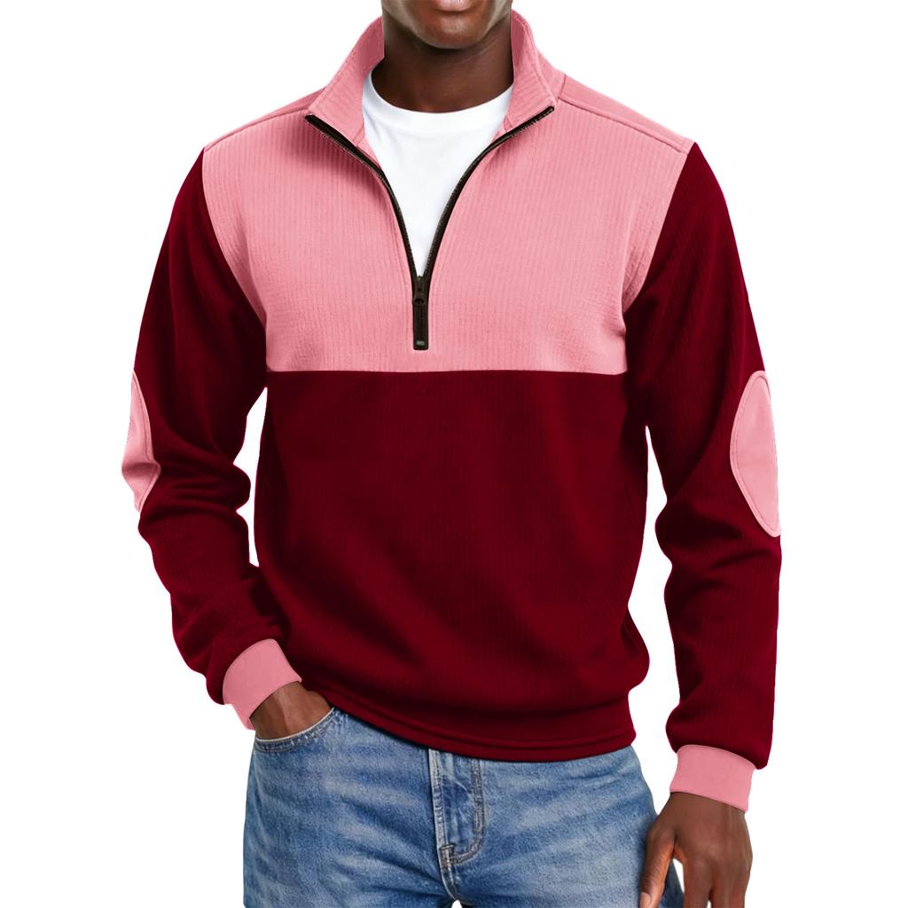 Herre Colorblock Halv Glidelås Ståkrage Genser Herre Sport Stor Størrelse Casual Ståkrage Genser