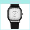 Classic Square Mens Watch With Leather Band And Quartz Movement For Daily Use