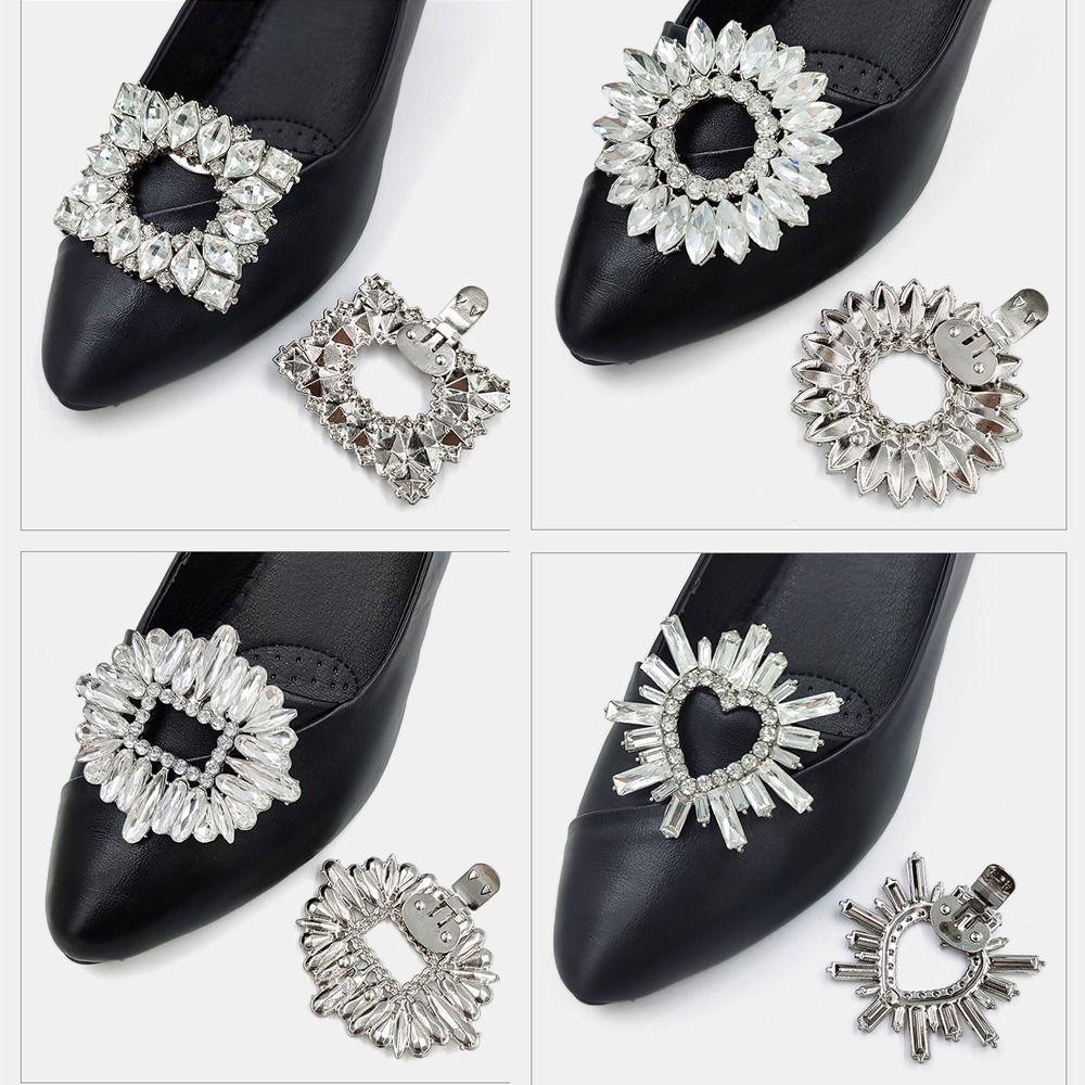 1 Paar Modische Glänzende Schuhclips Abnehmbare Blumen-Schuhdekorationen Clip Strass-Charme-Schnalle Hochzeit